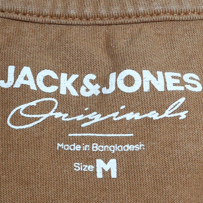 Jack & Jones Men's Brown Logo Crew Neck Cotton T-Shirt Size M