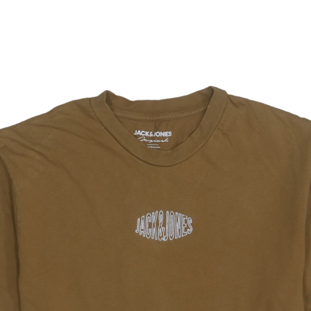 Jack & Jones Men's Brown Logo Crew Neck Cotton T-Shirt Size M