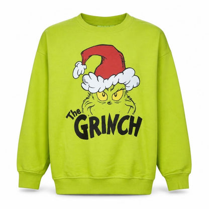 Unisex Adults UK Size S The Grinch Green Pullover Sweatshirt
