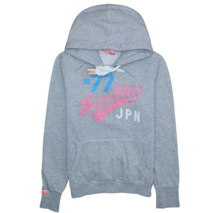 Womens UK Size L Superdry Grey Pullover Hoodie
