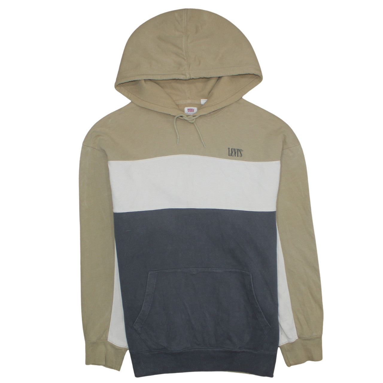 Mens UK Size L Levi's BeigeWhiteBlue Pullover Hoodie