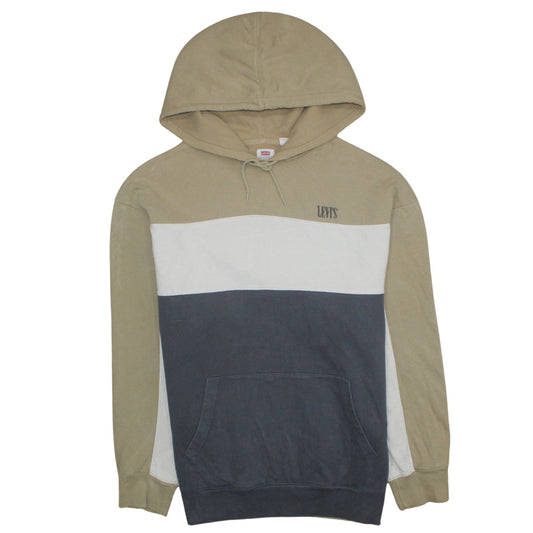Mens UK Size L Levi's BeigeWhiteBlue Pullover Hoodie