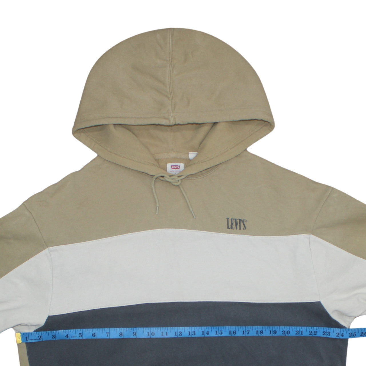 Mens UK Size L Levi's BeigeWhiteBlue Pullover Hoodie