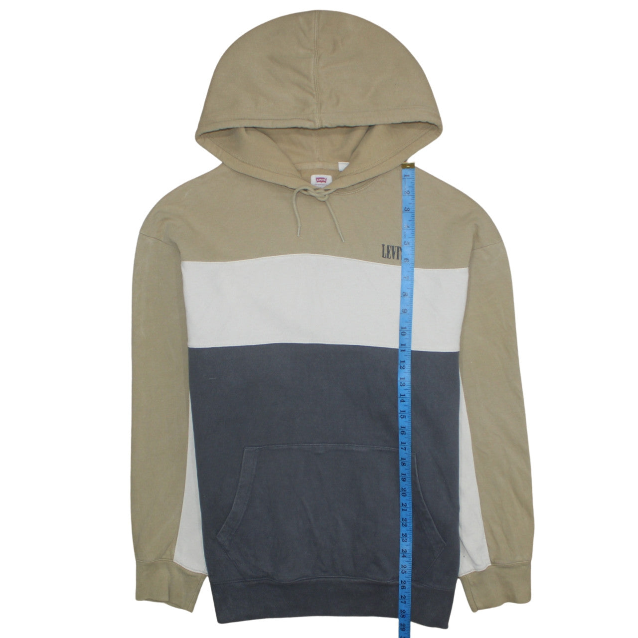 Mens UK Size L Levi's BeigeWhiteBlue Pullover Hoodie