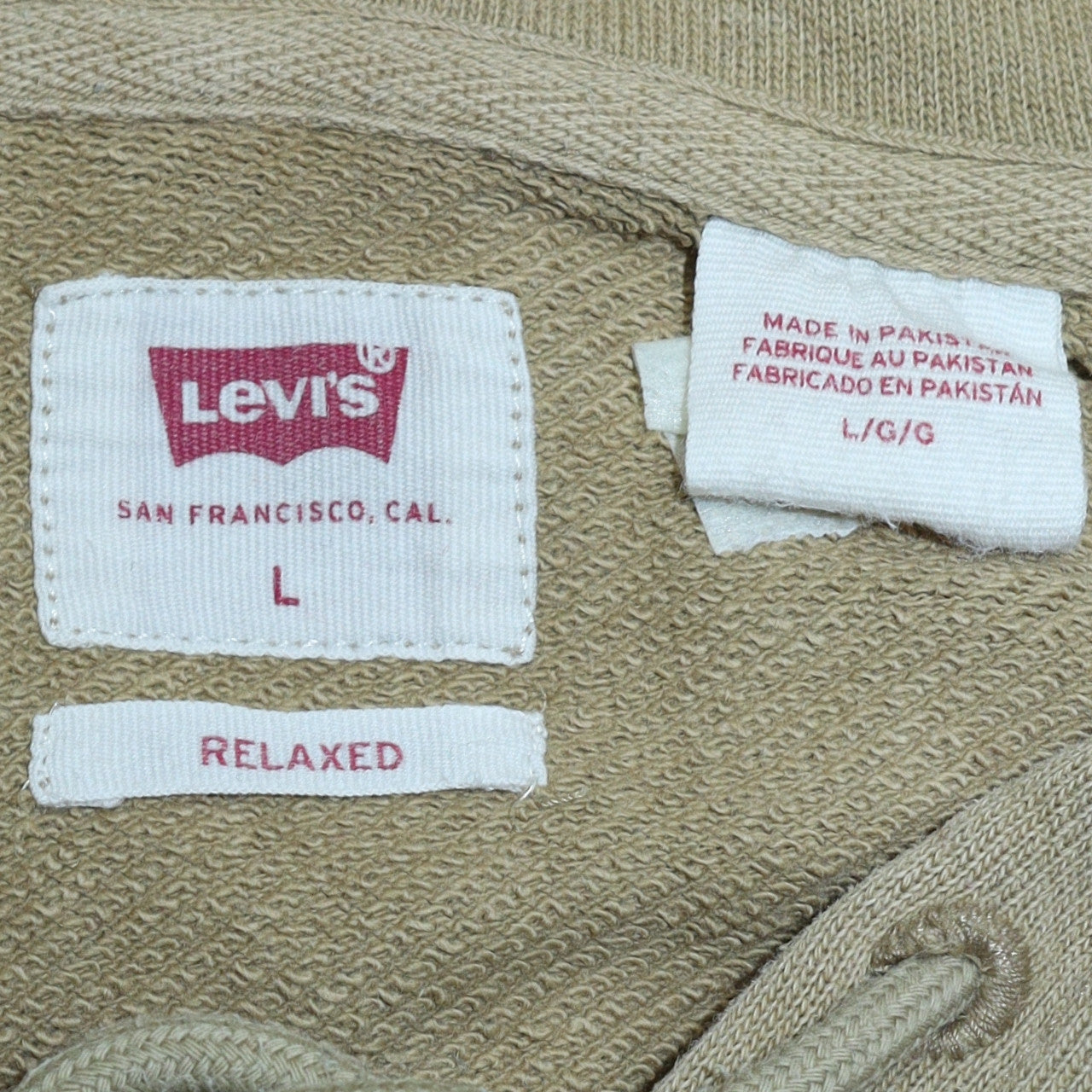 Mens UK Size L Levi's BeigeWhiteBlue Pullover Hoodie
