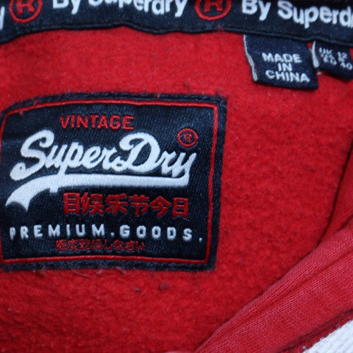 Womens UK Size M Superdry Red Pullover Hoodie