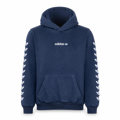Front view of Adidas Men's Blue Pullover Hoodie M Logo Fleece Sportswear