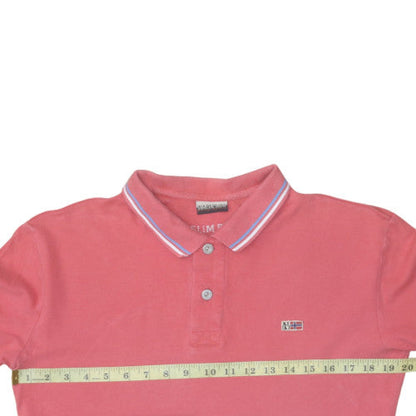 Napapijri Mens Pink Short Sleeve Slim Fit Polo Shirt Size L