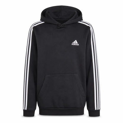 Front view of Adidas Men's Black Pullover Hoodie M Sports Fleece Sweatshirt