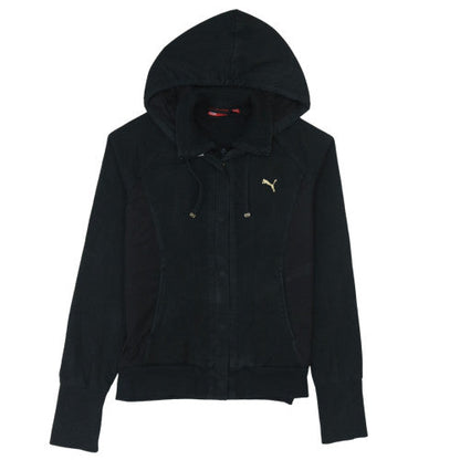 Puma Men's Black Hooded Bomber Jacket Size M Cotton Blend