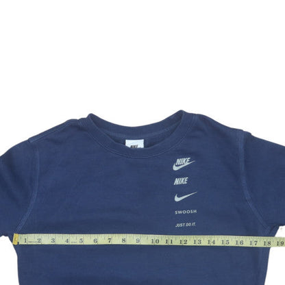 Nike Boys Blue XL Sweatshirt Crew Neck Fleece Logo Pullover