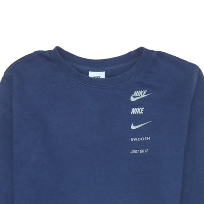 Nike Boys Blue XL Sweatshirt Crew Neck Fleece Logo Pullover