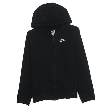 Nike Boys Black XL Full Zip Hoodie with Logo - Classic Fleece Sweatshirt