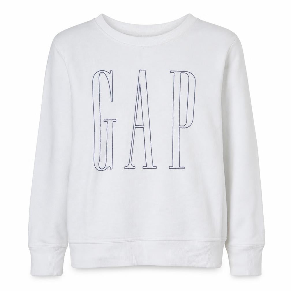 Gap Women White Small Pullover Sweatshirt Crew Neck Logo