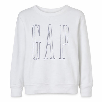 Gap Women White Small Pullover Sweatshirt Crew Neck Logo