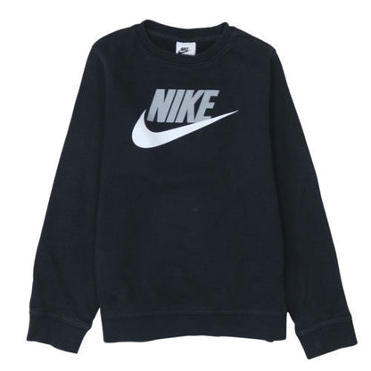 Nike Boys Black Pullover Sweatshirt M 137-147cm Crew Neck Logo Fleece