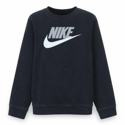Nike Boys Black Pullover Sweatshirt M 137-147cm Crew Neck Logo Fleece