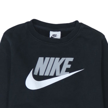 Nike Boys Black Pullover Sweatshirt M 137-147cm Crew Neck Logo Fleece