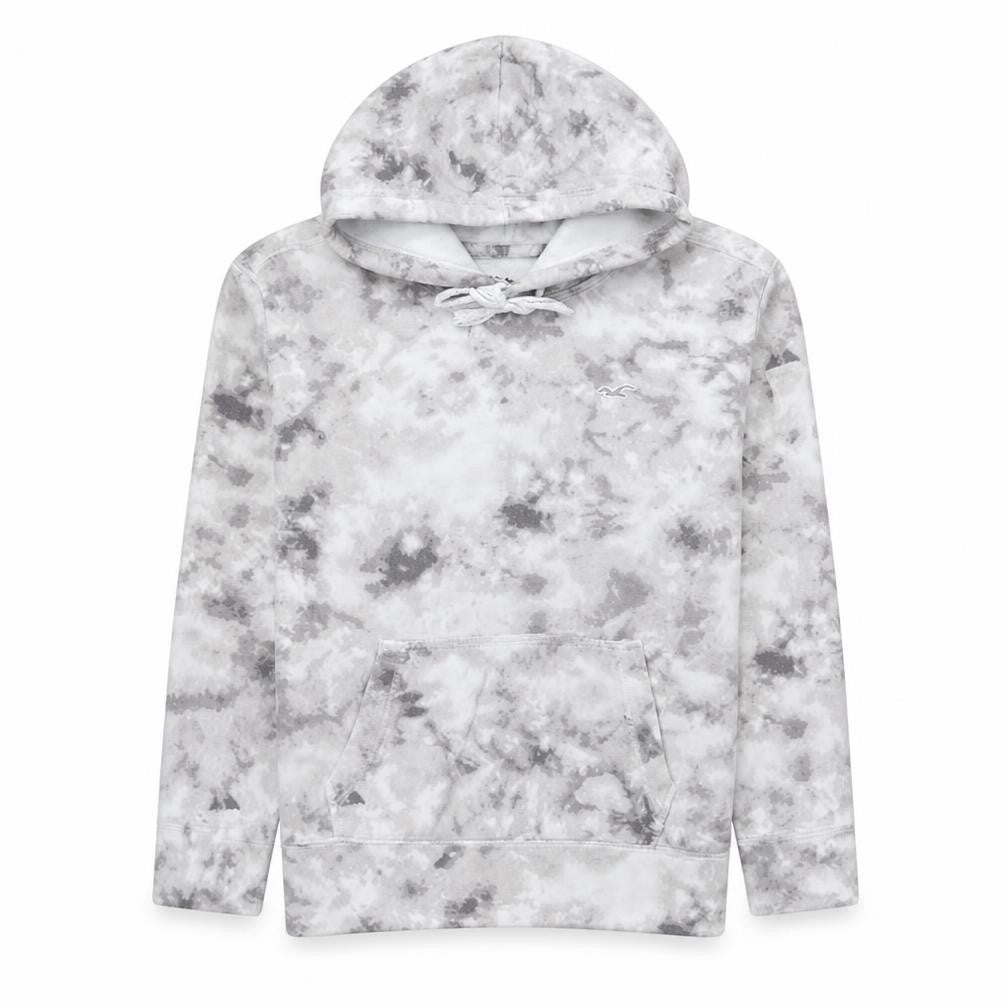 Front view of Hollister unisex grey xs tie dye pullover hoodie