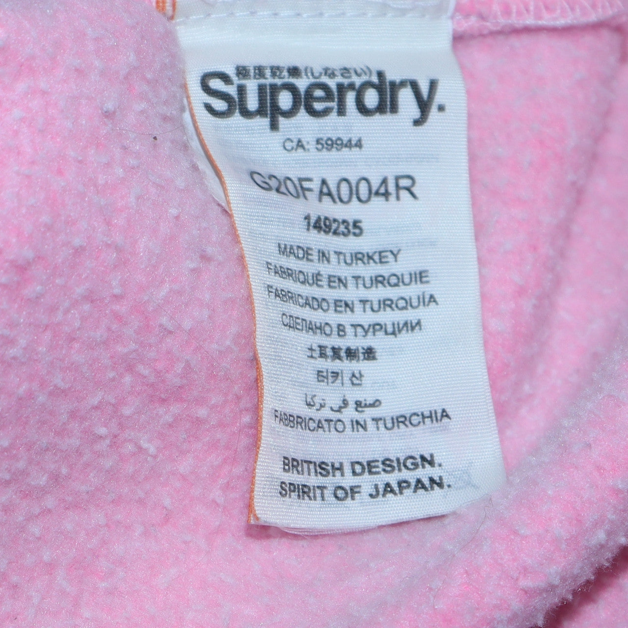 Womens UK Size S Superdry Pink Pullover Hoodie