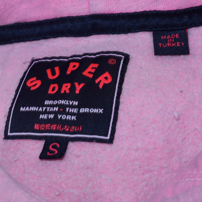 Womens UK Size S Superdry Pink Pullover Hoodie