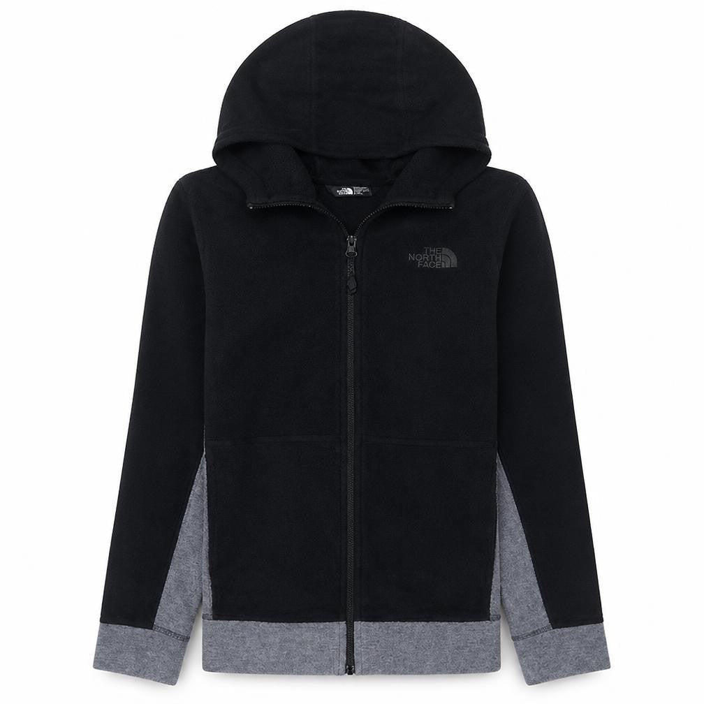 Front view of The North Face boys’ black xl full zip hoodie - fleece, hooded, casual