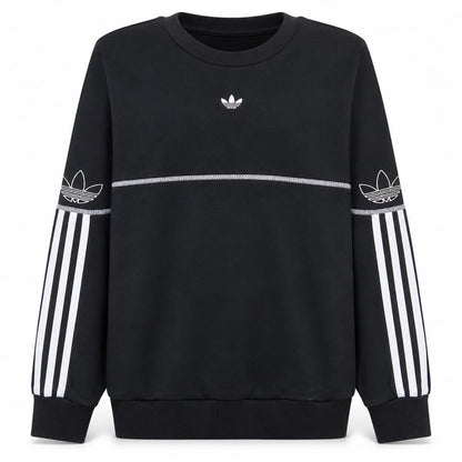 Adidas Boys Black Crew Neck Pullover Sweatshirt 13-14 Years Classic Style