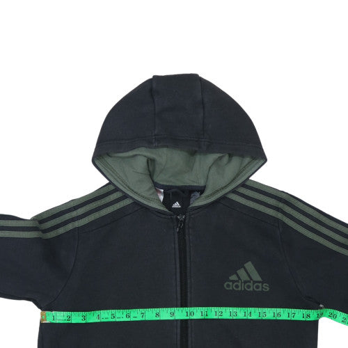 Adidas Boys Black Full Zip Hoodie Size 13-14 Years Fleece Lined Sportswear
