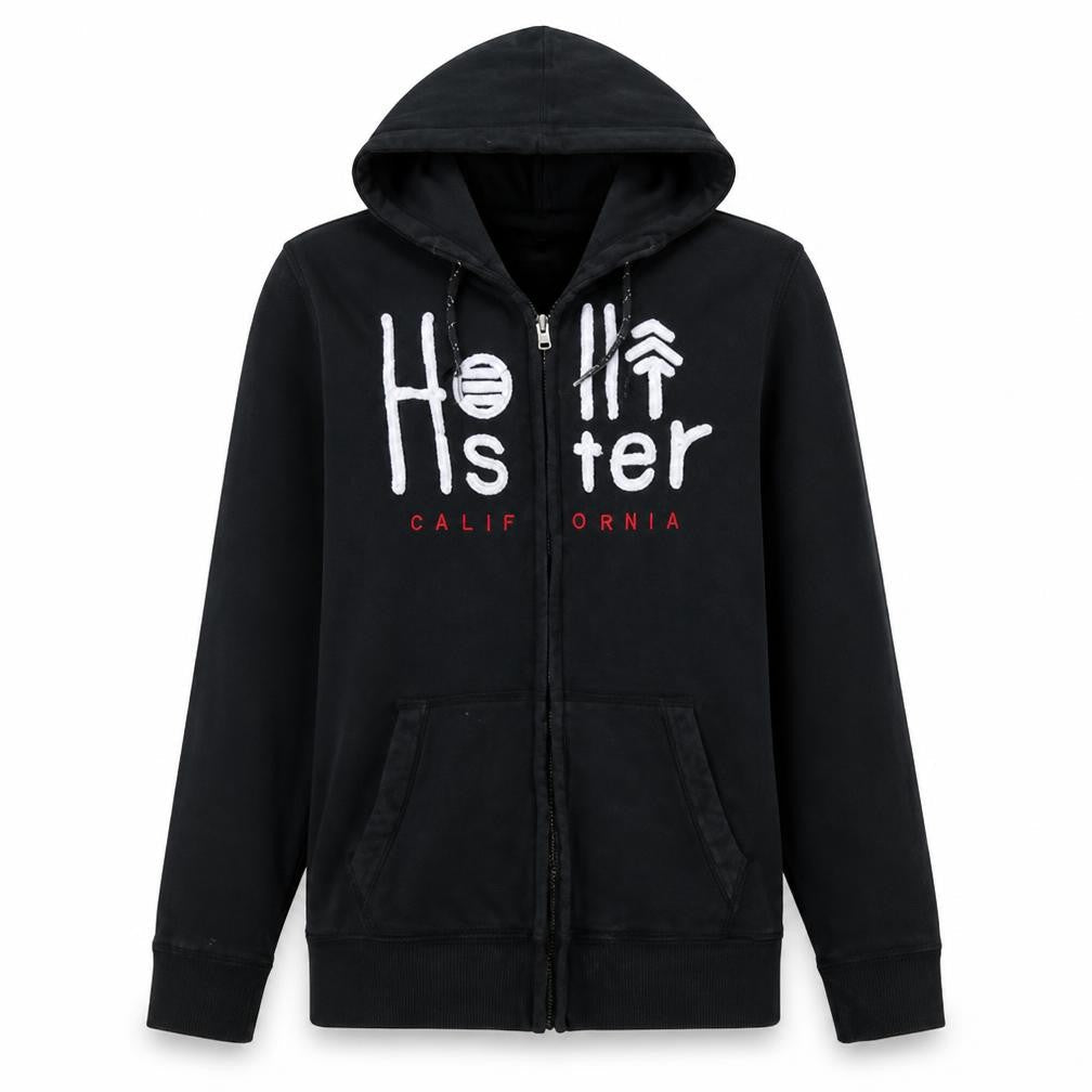 Mens UK Size S Hollister Black Full Zip Hoodie