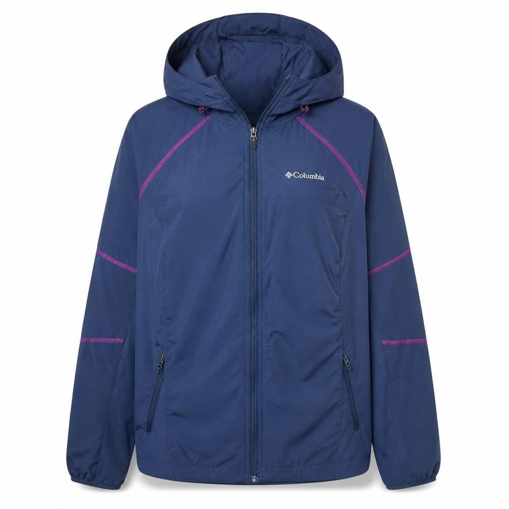 Columbia Womens Navy Hooded Full Zip Lightweight Jacket Size L