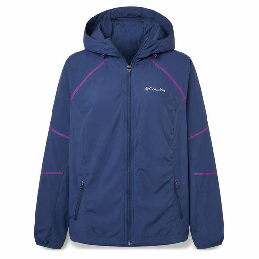 Columbia Womens Navy Hooded Full Zip Lightweight Jacket Size L