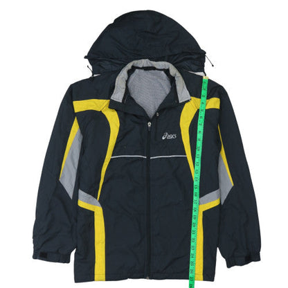 Asics Men's Black Yellow Hooded Windbreaker Jacket M