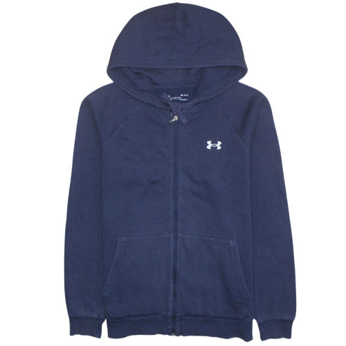 Mens UK Size M Under Armour Blue Full Zip Hoodie