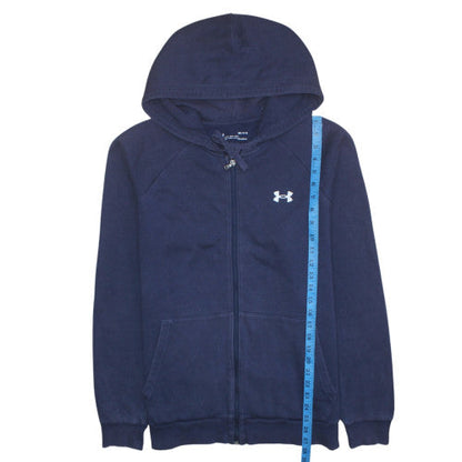 Mens UK Size M Under Armour Blue Full Zip Hoodie