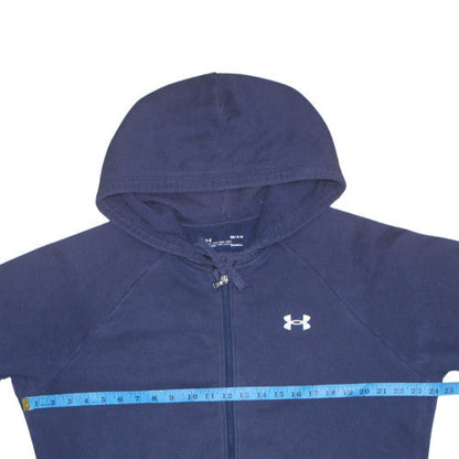 Mens UK Size M Under Armour Blue Full Zip Hoodie