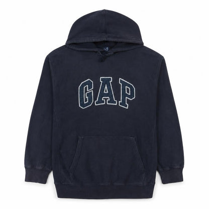 Gap Men's Blue Pullover Hoodie M Fleece Cotton Logo Sweatshirt