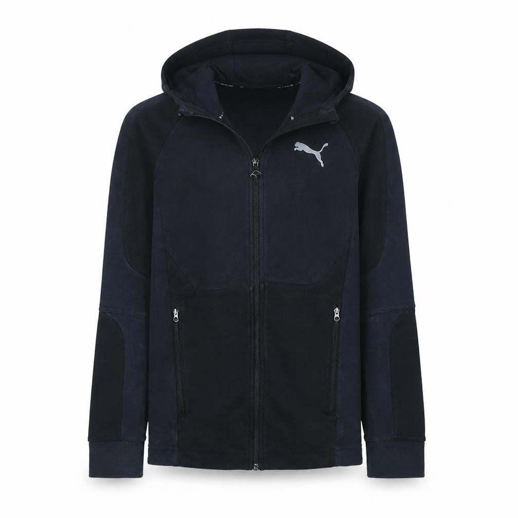 Front view of Puma Men's Black XS Full Zip Sports Hoodie Fleece