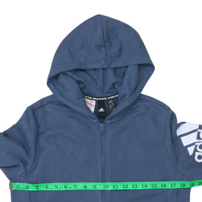 Adidas Boys Blue Full Zip Hoodie 13-14 Years Regular Fit Sportswear