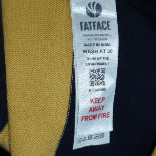 Mens UK Size XL Fat Face Yellow Pullover Sweatshirt