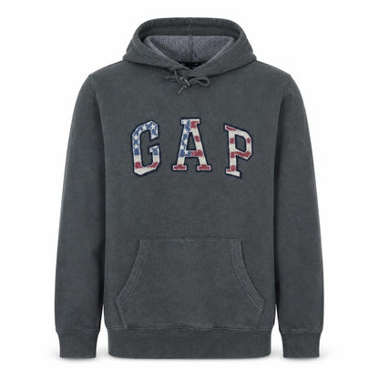 Gap Men's Grey Logo Pullover Hoodie Size M Fleece USA Graphic