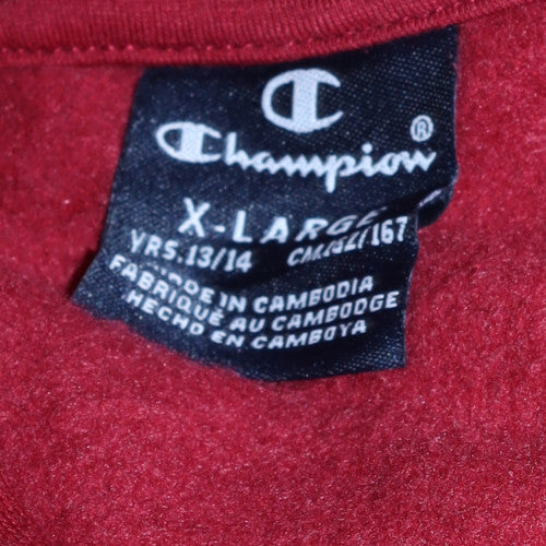 Champion Boys Red Pullover Hoodie 13-14 Years Logo Fleece Sweatshirt