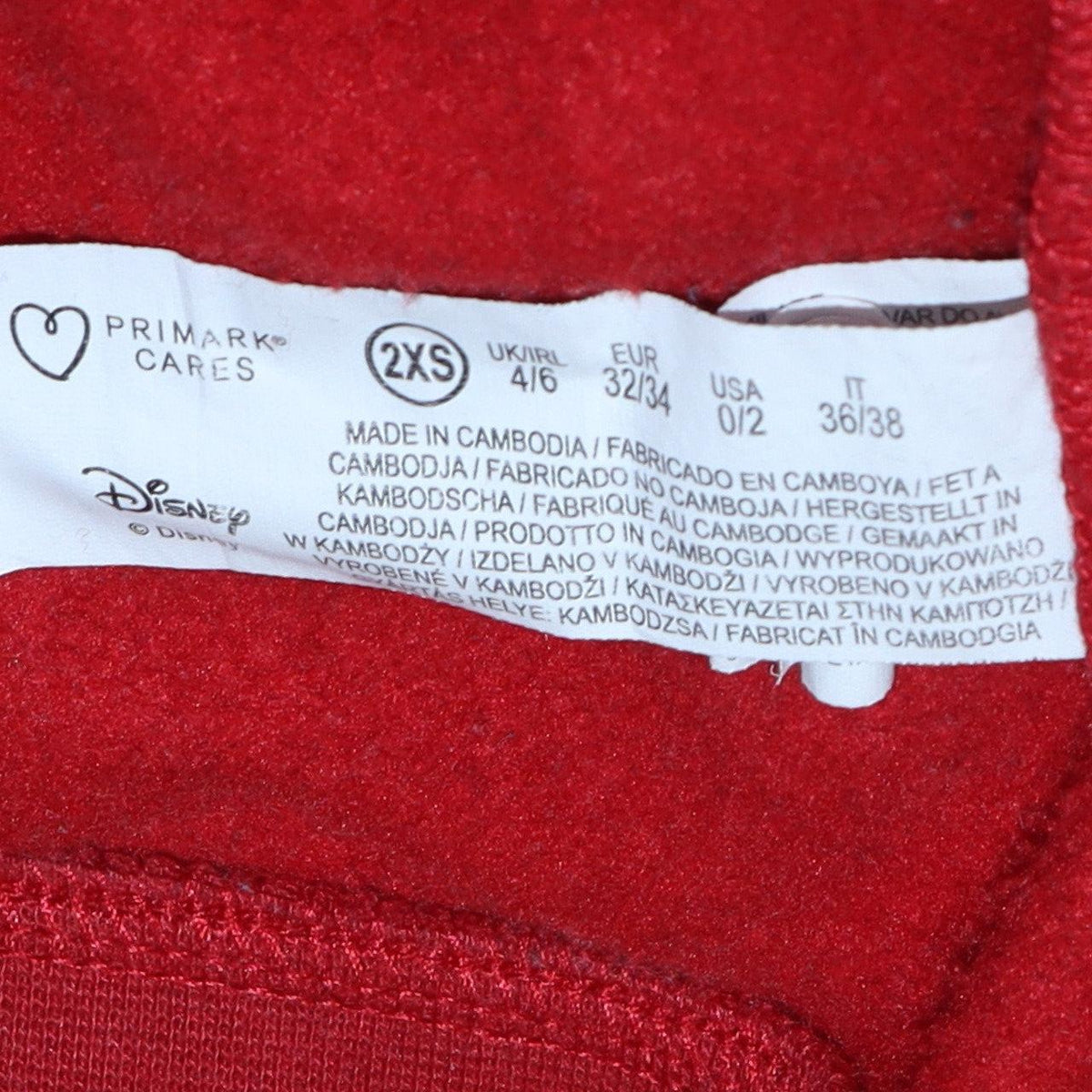 Womens UK Size 2XS Disney Red Pullover Hoodie