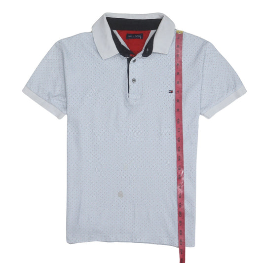 Tommy Hilfiger Men's White Polka Dot Cotton Polo Shirt Size S