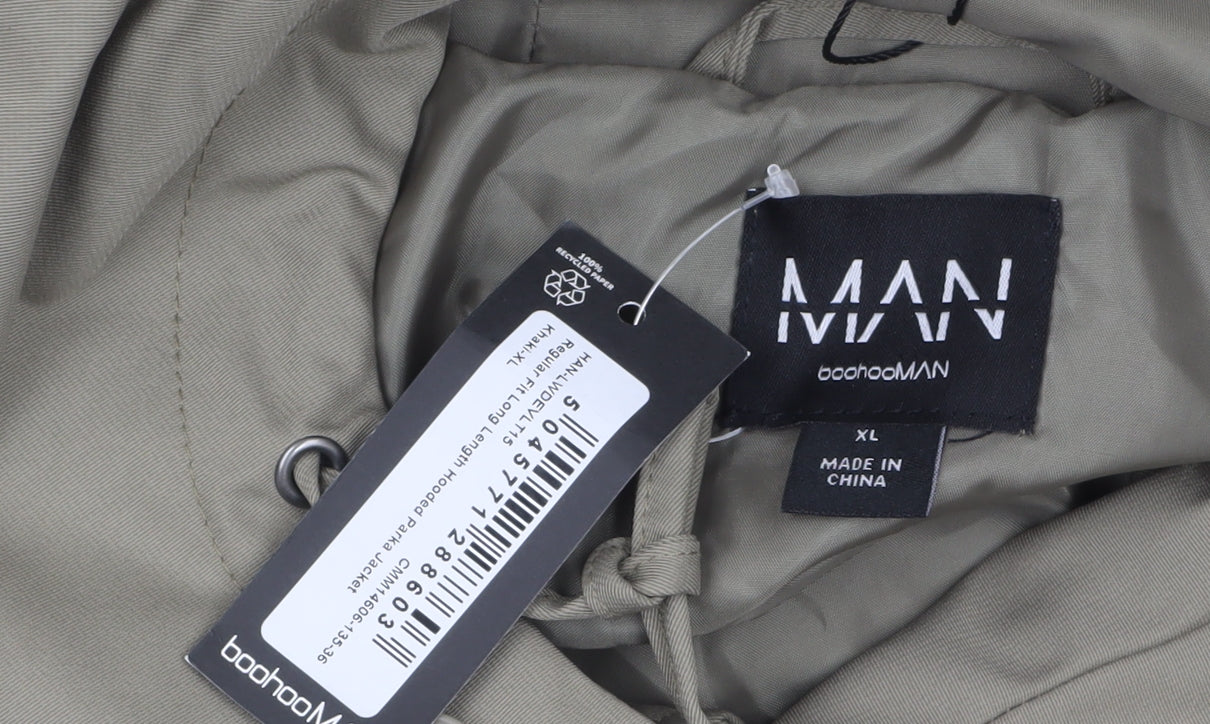 Mens UK Size XL boohooMAN Green Parka Coat