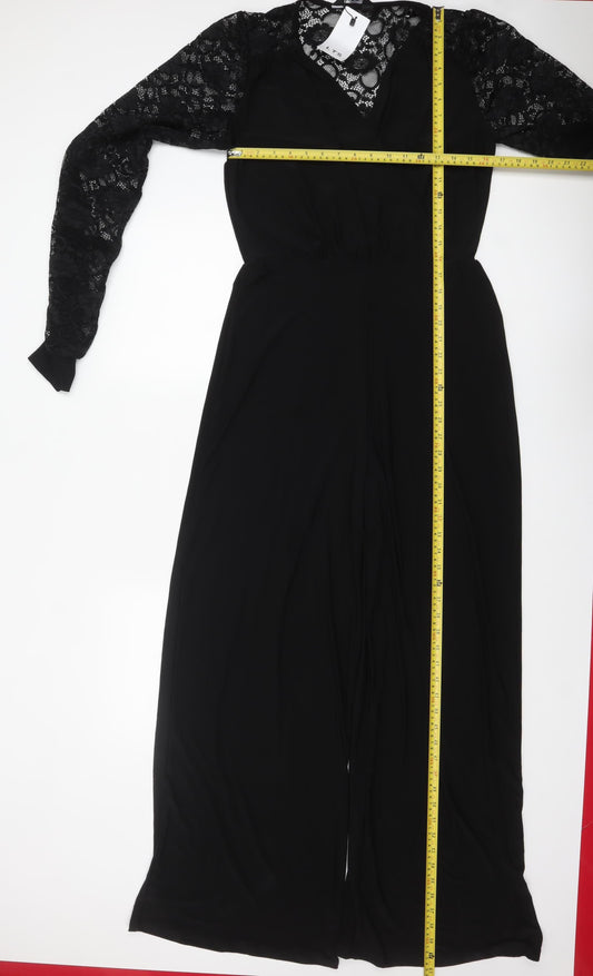 Womens UK Size 10-12 Long Tall Sally One-Piece Black Jumpsuit