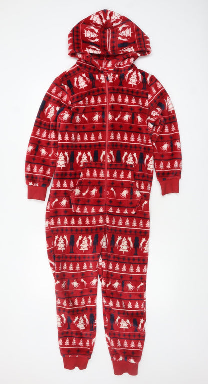 Threadbare Boys Red Christmas Fleece Hooded One Piece 9-10 Years