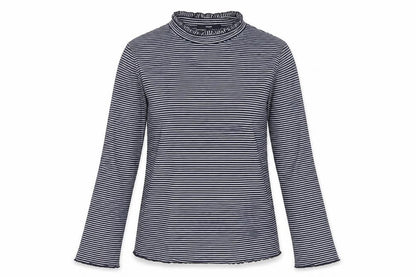 Next Womens Blue White Striped Roll Neck Long Sleeve Jersey Top Size 12