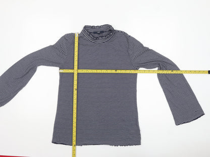 Next Womens Blue White Striped Roll Neck Long Sleeve Jersey Top Size 12