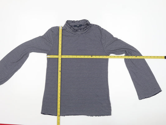 Next Womens Blue White Striped Roll Neck Long Sleeve Jersey Top Size 12