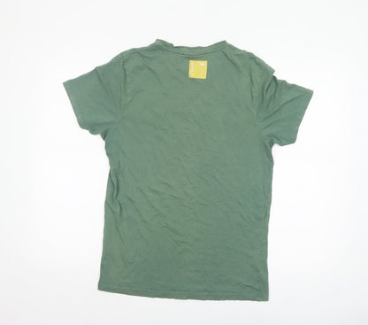 Duck & Cover Men's Green Graphic Printed Cotton T-Shirt M